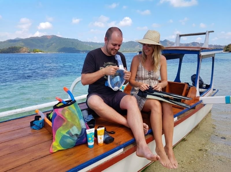 Gear check before snorkeling