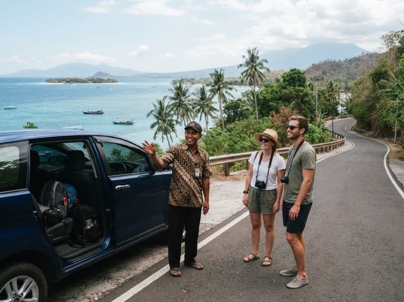 Private driver with a tourist couple
