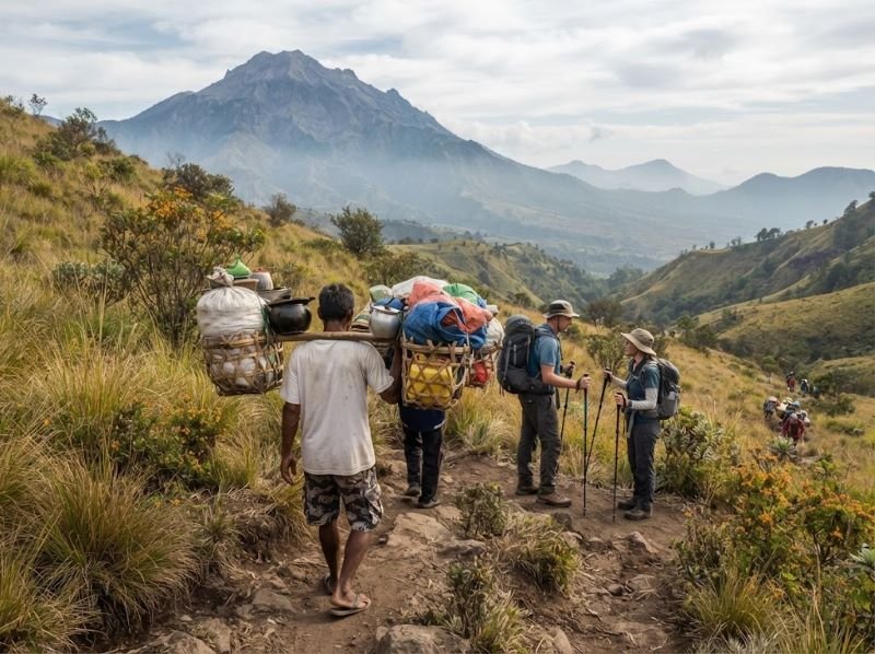Rinjani porter service guided trip