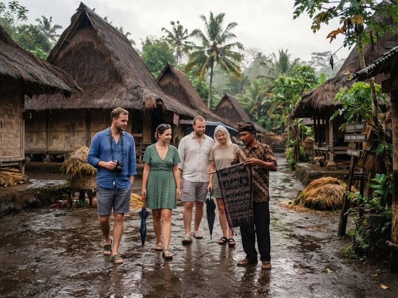 Traditional Lombok village after the rain