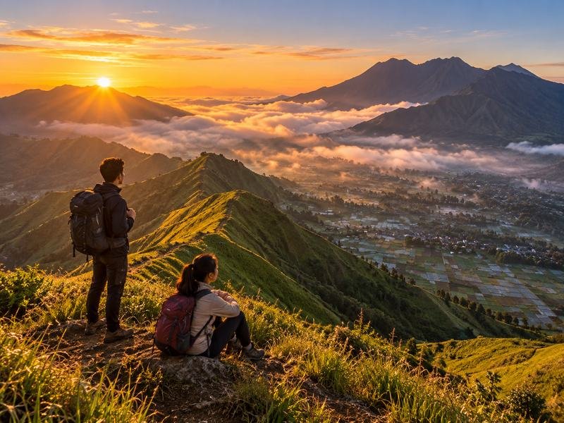 anak dara hill sunrise view over sembalun valley