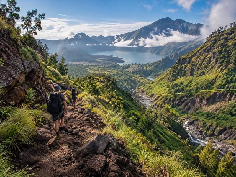 Trekking scenery along the Torean route on Mount Rinjani