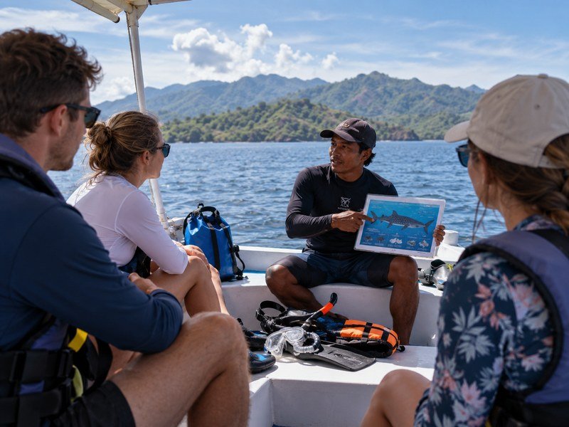 whale shark Sumbawa safety briefing on boat