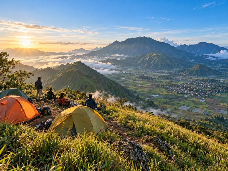 Anak Dara Hill campsite overlooking the Sembalun highlands