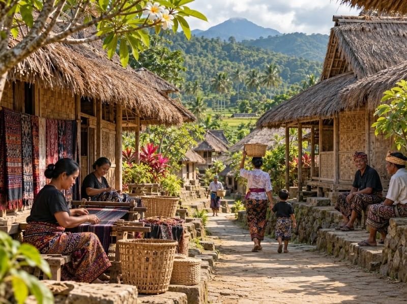 Traditional Sasak village houses and authentic local culture in Lombok